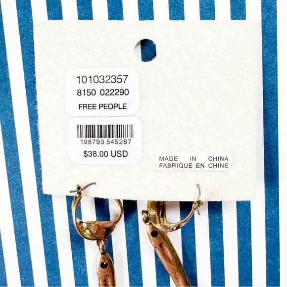 Free People Carter Fish Dangle Earrings in Gold | NWT - Picture 3 of 5